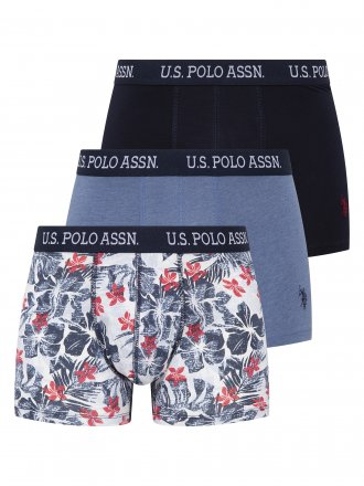 U.S. POLO ASSN. 3Pack boxerky 80447 vzor, denim, modré 